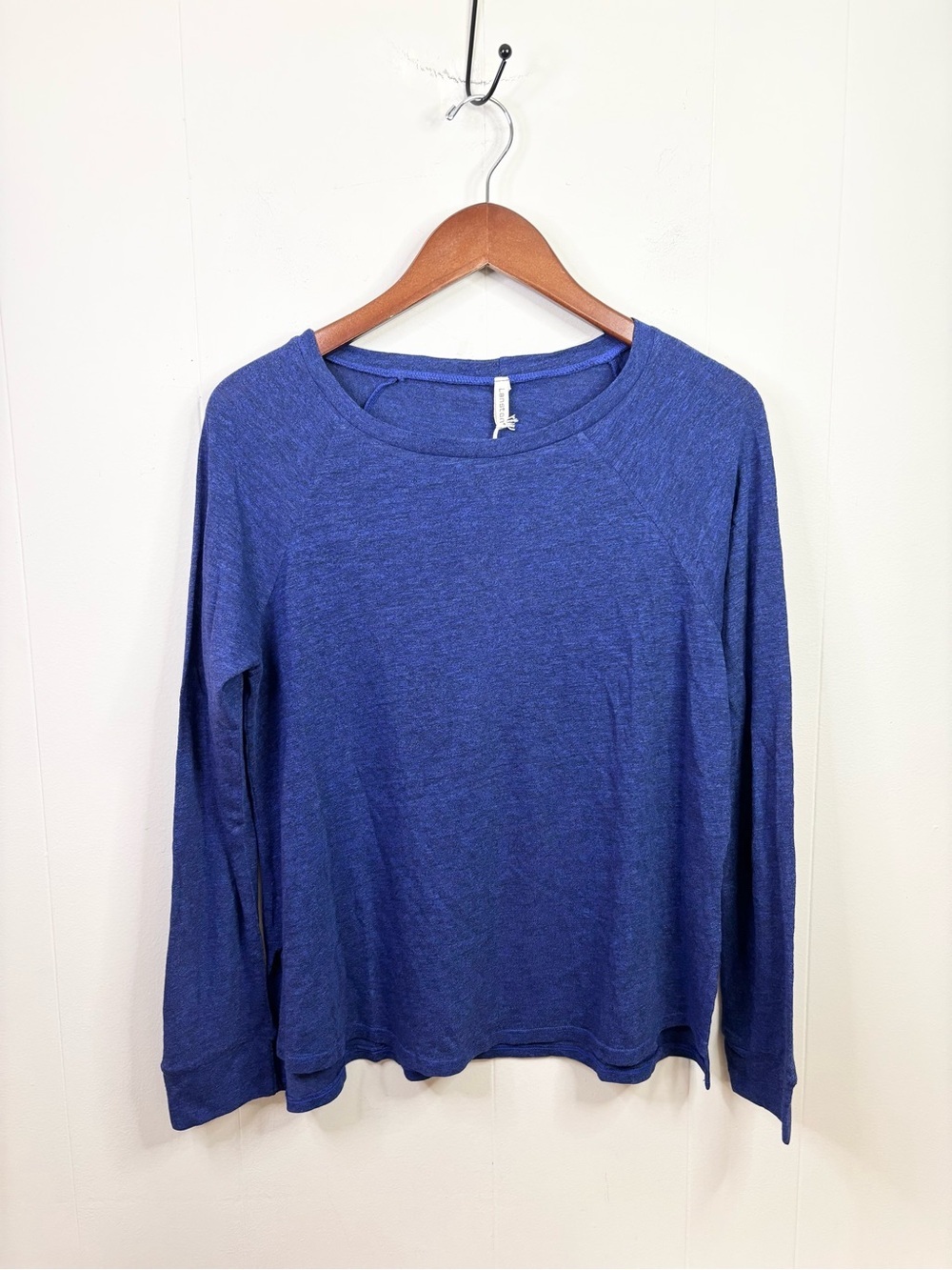 Lanston heathered blue long sleeve t shirt top size SM new